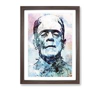 Frankenstein In Abstract Modern Art Framed Print | A2 Walnut Framed Wall Art | Ready to Hang | Abstract Fantasy Picture | Living Room Bedroom Lounge Office
