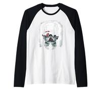 Frankenstein Monster Lightning Castle Horror Halloween Raglan Baseball Tee