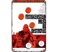 Frankenstein Must Be Destroyed Vintage Metal Tin Sign Movie Poster Wall Art Decor 8x12 Inch for Home Cafes Office Store Pubs Club Sign Gift