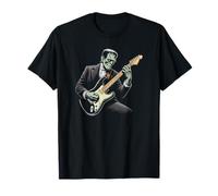 Frankenstein Playing Electric Guitar Color Print Funny T-Shirt