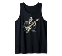 Frankenstein Playing Electric Guitar Color Print Funny Tank Top