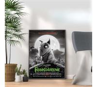 Frankenweenie 2012, Gothic Movie Art Prints of Tim Burton - Dark Fantasy Wall Art, Surreal Illustration Posters for Home Decor, Spooky Cute Wall Decor for Fans of Dark Fantasy (A3 Framed (Oak))