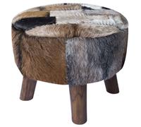 Frankfort Brown Goat Skin Large Round Pouffe