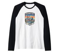 Frankfurt Germany Travel Souvenir City Skyline Badge Graphic Raglan Baseball Tee