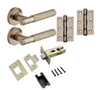 Frankfurt Linear Lever On Rose Door Pack - Antique Brass - Handle/hinges/door Latch - Designer Levers