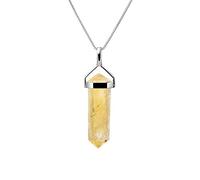 Franki Baker 925 Sterling Natural Citrine Gemstone Double Point Pendant Necklace on Chain Length: 50 cm