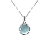 Franki Baker Dainty Blue Natural Aquamarine Gemstone Pendant Necklace on 925 Sterling Silver. Chain Length: 50cm