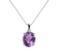 Franki Baker Natural Large Purple Amethyst Gemstone & Sterling Oval Pendant Necklace. Gem Size: 12x10 mm. 4.5 Carat. Chain Length: 50cm
