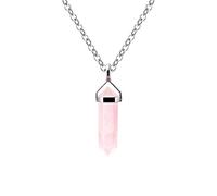 Franki Baker Natural Rose Quartz Gemstone & Sterling Silver Small Double Point Pendant Necklace. Pendant Length: 3m. Chain Length: 55cm