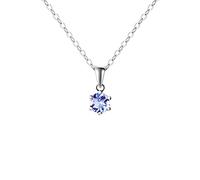 Franki Baker Natural Tanzanite Pendant Necklace for Women, 925 Sterling Silver, Rhodium Plated, Genuine Round Faceted Tanzanite Gemstone with 50cm Chain. Gems Size 4mm. Pendant Length with Bale 1.0cm.