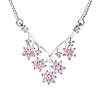 Franki Baker Pink CZ Gemstone Flower Necklace on Sterling Silver Chain