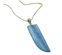 Franki Baker Rare Large Blue Natural Kyanite & 925 Sterling Silver Shark's Tooth Pendant Necklace on 50cm Chain