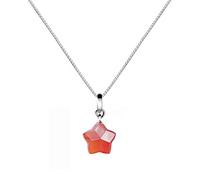 Franki Baker Small Dainty Natural Star Carnelian Gemstone Pendant Necklace on 925 Sterling Silver. Chain Length: 50cm