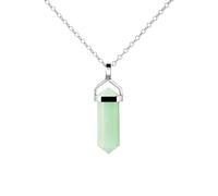 Franki Baker Small Green Natural Chrysoprase Gemstone Double Point Pendant Necklace 925 Sterling Silver Link Chain Length: 50cm