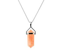Franki Baker Small Natural Carnelian Gemstone & Sterling Silver Double Point Pendant Necklace. Chain length: 50cm