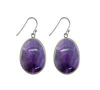 Franki Baker Statement Large Natural Purple Amethyst Gemstone & Sterling Silver Drop Earrings. Total Length: 4.5cm