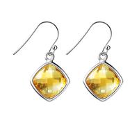 Franki Baker Sterling Silver & Facetted Natural Citrine Gemstone Drop Dangle Earrings. Length: 2.5cm