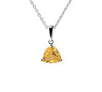 Franki Baker Sterling Silver Small & Dainty Trillion Shape Natural Citrine Gemstone Pendant Necklace. Chain length: 50cm. Pendant Length with bale: 1.3cm