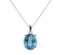Franki Baker Swiss Blue Topaz Sterling Silver Necklace, Oval Cut Gemstone
