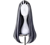 Frankie Cosplay Wigs 65cm Black Mix White Halloween Party Synthetic Cosplay Wig Cosplay Anime Wig Coser