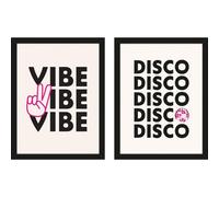 Frankie Kerr-Dineen Vibe / Disco Framed Print Set (Pack Of 2) Black (43Cm X 33Cm)