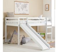 Frankie - Single - Mid Sleeper with Slide - White - Wooden - 3ft - Happy Beds