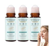 Frankincense And Castor Oil Roll On, Frankincense and Castor Oil Rose Quartz Roller, Reduces Wrinkles And Fine Lines, Organic Castors Oils Roller Ball, 100% Organic Cold-Pressed for Face & Neck (3PCS)