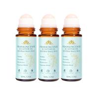 Frankincense and Castor Oil Roll On, Rose Quartz Roller, 100% Pure Organic Cold-Pressed for Face & Neck, Improves Skin Texture, Reduces Wrinkles And Fine Lines, Helps Skin Smooth & Nourished (3PC)