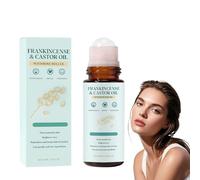 Frankincense and Castor Oil & Rose Quartz Roller, 50ml Organic Castor Oil Frankincense Oil for Skin, Helps Firm Skin, Reduce Fine Lines, Cold Pressed Castor Oil Organic Roll On for Face & Body (1PC)