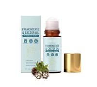 Frankincense and Castor Oil Rose Quartz Roller - Organic Cold-Pressed Castor Oil Roll-On, Firms Smooths Skin, Deep Moisturizing Skin Care, Refreshing Texture, Suitable for Face, Body, Hair (1Pc)