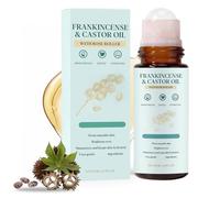 Frankincense and Castor Oil & Rose Quartz Roller,Organic Cold-Pressed Roll-On for Face & Body,Helps Firm Skin,Reduce Fine Lines & Nourish,Soothing Moisturising Oil,Firms Smooths Skin, Brightens Eyes