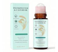 Frankincense and Castor Oil & Rose Quartz Roller - Organic Cold-Pressed Roll-On for Face & Body, Helps Firm Skin, Reduce Fine Lines & Nourish, Soothing Moisturising Oil with Rose Quartz, 50ml/1.7oz
