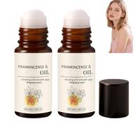 Frankincense and Castor Oil Rose Roller, 2-in-1 Roll-On Moisturizing Oil for Face & Under Eye, Deeply Nourishing & Smoothing Dry Skin, Brightening Tone, Increases Elasticity for Women (2pcs)
