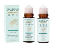 Frankincense and Castor Oil Rose Roller, Castor Oil Roll On with Rose Quartz, Firms & Moisturizes, Relieves Dryness, Smooths Fine Lines, Brighten Skin