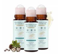 Frankincense & Castor Oil Roller with Rose Quartz | Organic Castor Oil Roller Ball,Cooling Face & Body Roll-On to Support Smooth Skin, Refresh Under Eyes & Promote Smooth-Looking Texture (3PC)