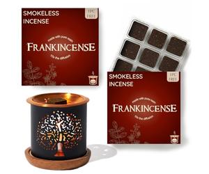 Frankincense Smokeless Incense Bricks & Tree of Life Burner, Aromafume | 2 Trays x 9 Bricks | Boswellia Carterii & Boswellia Serrata Extract, Native to East Africa & India | Natural & Non-Toxic