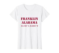 Franklin Alabama Coordinates Souvenir Value Graphic T-Shirt, Women, White, S
