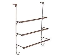 Franklin Brass 193153-CBZ Over the Door Triple Towel Rack with Hooks, Classic Bronze