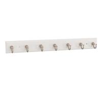 Franklin Brass B46712K-PMN-R Wall Mounted 14" Wall Key Rail in Pure White, 7 Nickel Hooks