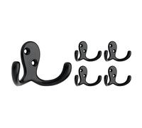 Franklin Brass B59104M-FB-C Double Prong Robe Hook (5 Pack), 5-Pack, Matte Black, 5 Count