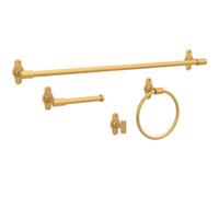 Franklin Brass Calloway (4-Pack) Bathroom Set Satin Gold 18" + 6" Towel Rack, Toilet Paper Holder, Hand Towel Holder, Towel Hook | 4-Piece Bath Hardware Accessories Set CLWY64-SG