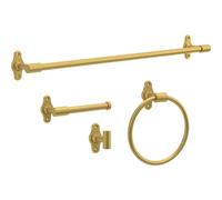 Franklin Brass Calloway (4-Pack) Bathroom Set Satin Gold 18" + 6" Towel Rack, Toilet Paper Holder, Hand Towel Holder, Towel Hook | 4-Piece Bath Hardware Accessories Set CLWY64-SG