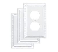 Franklin Brass Classic Beaded Wall Plate, Single Duplex Outlet Cover, Pure White, Pack of 3, W35059V-PW-C