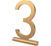 Franklin Brass Derby (1-Pack) "3" Modern Metal House Numbers for Customized System in Satin Gold | Outside Number Plaque | Rust-resistant, Personalized Address Sign