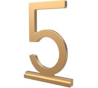 Franklin Brass Derby (1-Pack) "5" Modern Metal House Numbers for Customized System in Satin Gold | Outside Number Plaque | Rust-resistant, Personalized Address Sign