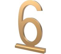 Franklin Brass Derby (1-Pack) "6" Modern Metal House Numbers for Customized System in Satin Gold | Outside Number Plaque | Rust-resistant, Personalized Address Sign