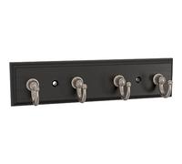 Franklin Brass Key Tidy (1-Pack) Matte Black Key Holder 7' Wall Mount Small Item Rack 4 Hooks for Wall, Hallway, Entry Small Keychain Rail Organizer B46711K-218-R