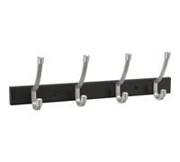 Franklin Brass Modern Angled Pilltop Wall Mounted Matte Black 16 in. Coat Rack, 4 Matte Nickel Hooks, B48586K-218-C