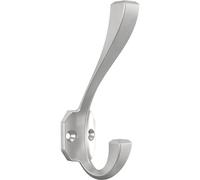 Franklin Brass Napier 4-6/8 (4-Pack) Coat and Hat Wall Hooks Double 2-Prong for Mounted Hanging Matte Nickel Hanger Backpack, Purse, Bag, Towel Organization Decorative B47254K-MN-C