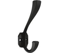 Franklin Brass Napier (4-Pack) Coat and Hat Wall Hooks Double Hooks for Mounted Hanging Matte Black for Mounted Hanging Hanger Backpack, Purse, Bag, Towel Organization Decorative B47254K-FB-C